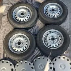 【①】スズキ　エブリィ純正カバー付　タイヤホイール4穴 / PCD100/4J ①】スズキ エブリィ純正カバー付 タイヤホイール4穴 / PCD100/4J