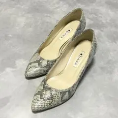 D.IANA ダイアナ パンプス【23.5cm】パイソン チャンキーヒール