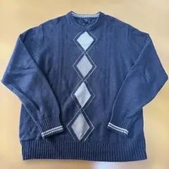 DOCKERS コットンニット アーガイル M ダークグレー　古着のサムネイル