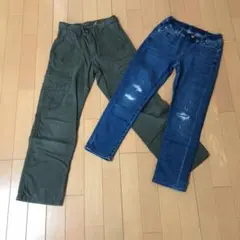 UNIQLO 男の子 デニム カーゴパンツ 140cm 2枚セット