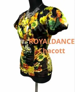 社交ダンスレッスン着パーティROYALDANCEChacott光沢花柄トップス