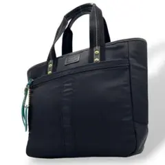 美品　コーチ　トートバッグ　黒　ナイロン　ワンショルダー　A4収納　本革　u13