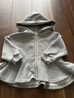 petit main フード付きジップアップパーカー 80 グレー