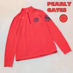 ​【PEARLY GATES】長袖ハーフジップ　シャツ　ロゴ刺繍　暖か　ゴルフ