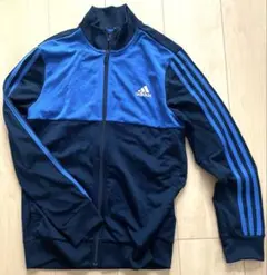 adidas キッズ160ジャージ 青/黒 3本ライン