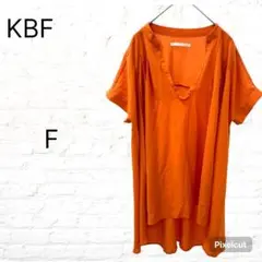 KBF　半袖　トップス　オレンジ　フリーサイズ　シャツ　ブラウス　ノーカラー