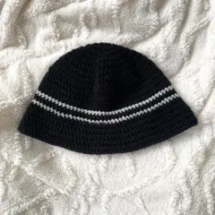 匿名配送　ニット帽　バケットハット　バケハ　シンプル　かぎ編み　ニット帽　毛糸