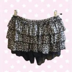 Y2K グラウンジ レオパード柄 ヒョウ柄 ミニスカート インナーパンツ付き