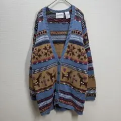 231 Jantzen 花柄鹿柄ハンド刺繍ニットカーディガンのサムネイル