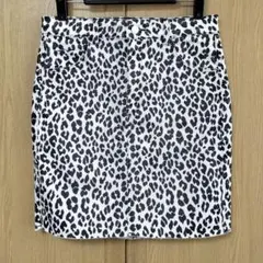 ヒョウ柄　スカート　ストレッチデニム