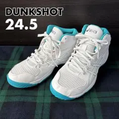 使用5回程度のみ　asics DUNKSHOT 24.5 ホワイト/ターコイズ