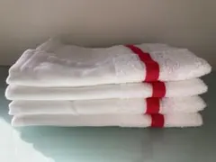 ホワイトタオル 4枚セット 赤いストライプ
