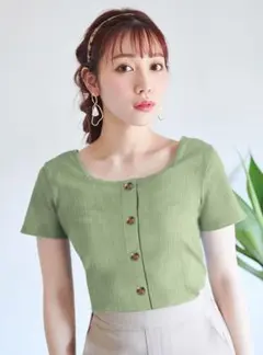 GRL グレイル　2Wayスクエアネックリブニットトップス