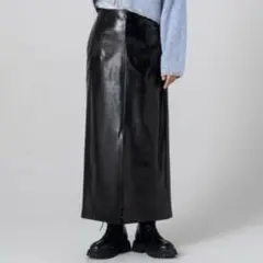 CITEN パテント風フェイクレザー ナロースカート