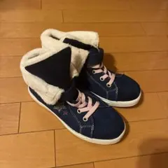 ネイビー ファー付きブーツ キッズ
