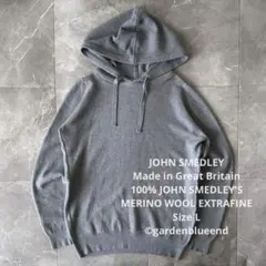 JOHN SMEDLEY ウール ニット プルオーバーパーカー サイズL グレー