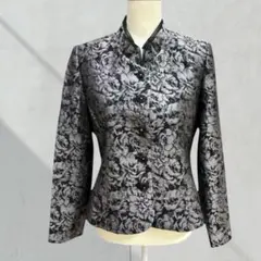 上品 ジャガード 花柄 フォーマル テーラードジャケット Lサイズ相当 春秋冬
