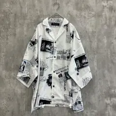 Unrelaxing DESIGN 宇宙飛行士新聞柄 オープンカラー半袖シャツのサムネイル