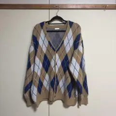 GU　ブラッシュドヤーンカーディガン(長袖)(アーガイル)