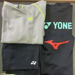 ヨネックス　ミズノ　テニスウェア　フード付きパーカー　半袖　ハーフパンツ　セット