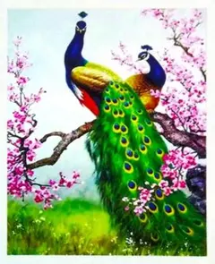 ダイヤモンドアート Peacocks in Sakura 桜の中の孔雀