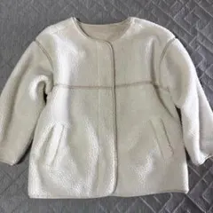 ホワイト フリースジャケット サテン裏地付き