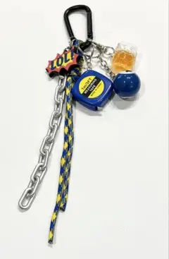 青系じゃらじゃらキーホルダー　バッグチャーム　ビール　ナインボール