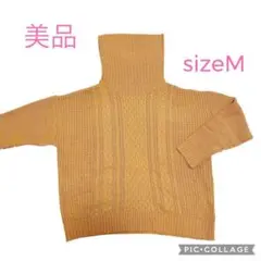 美品　キャメル　ブラウン　タートルネック ニット M