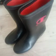 Champion 長靴 ブラック/レッド 23センチ
