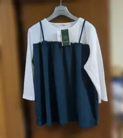 innoce チュニック 4L ネイビー×ホワイト