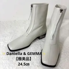 極美品✨ダニエラ&ジェマ 本革 フロントジップショートブーツ アイボリー 39