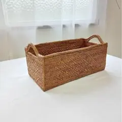 アウトレットアタ製 長方形バスケット 持ち手つき 30x14cm 収納 ボックス
