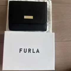 FURLAフルラ 三つ折り財布 ブラック レザー 美品 箱・保存袋・購入証明書付