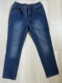 ダークブルー ストレートレッグ 長ズボン