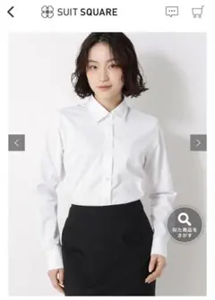 スーツスクエア白ブラウス　レディース38