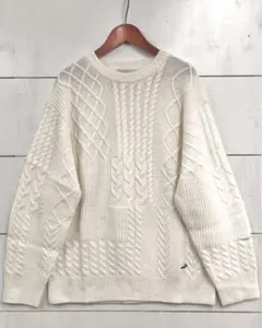 新品♪Lサイズ クロコダイル ウール混編み地切替えニット