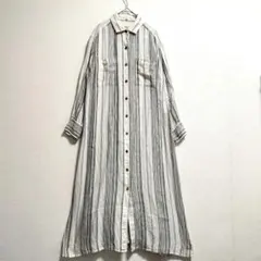agnes b メンズ ストライプ ロングシャツ 麻100% 日本製 - メルカリ
