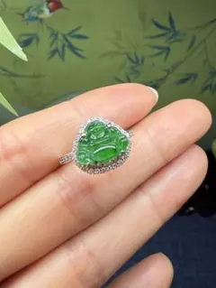 S925 翡翠 福豆リング☆ A貨 翡翠 グリーン - メルカリ