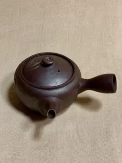 【名工】萬古焼 勇月窯 紫泥彫刻急須 「一味」 煎茶道具 茶器