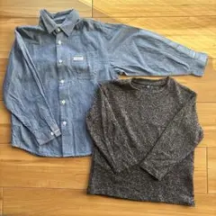 デニムシャツとニットの2点セット