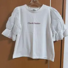 INGNI パフスリーブ ロゴ Tシャツ ホワイト