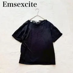 【エムズエキサイト】バックリボン 半袖カットソー（M）スカーフ フェミニン 黒
