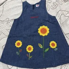 レトロ　美品♡ミキハウス ♡デニムノースリーブワンピース ♡90