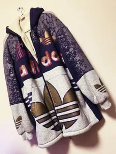 adidas フリースフードジャケット L 中ボア ビンテージ