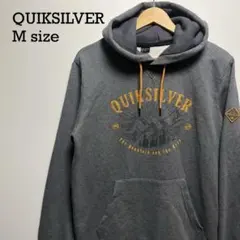 QUIKSILVER 刺繍ロゴ プルオーバー パーカー グレー M アウトドア
