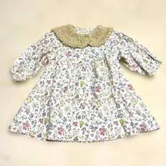 ファー襟付き（取り外し可能）　ワンピース　花柄　90