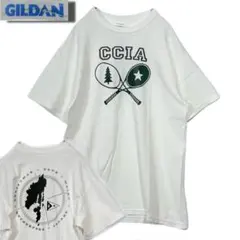 GILDAN CCIA テニス ラケット Tシャツ M ホワイト輸入 古着のサムネイル