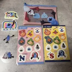 スシロー × パペットスンスン クリアポーチ＆シール＆ピック、ステッカーセット