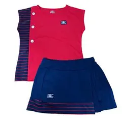 セントクリストファーテニスウェアセット 赤/ネイビーM