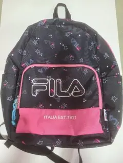 FILA 星柄 キッズ リュック ブラック ピンクのサムネイル